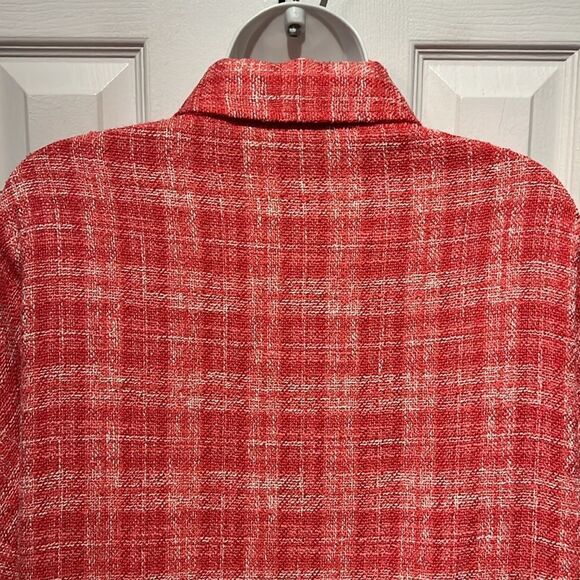 Zara‎ Pink/White Tweed Woven Shirt Shacket Size S - Picture 8 of 12